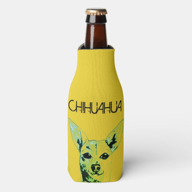 Yellow Chihuahua Themed Flasche Cooler Flaschenkühler (Flaschenvorderseite)