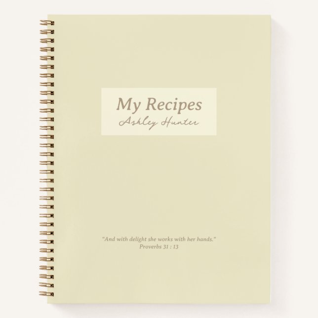 Yellow Christian Proverbs 31:3 Verse Recette Livre (Devant)