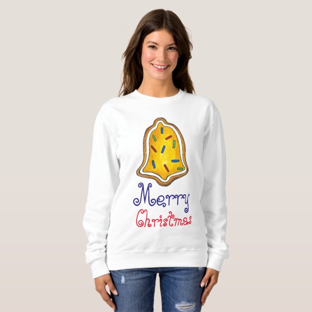 Yellow Christmas Bell Cookie Ugly Holiday Sweater Sweatshirt (Vorne ganz)