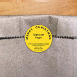 Yellow Christmas Business Round Shape Sticker<br><div class="desc">Frohe Weihnachten! Einer der bekanntesten Feiertage des Jahres. Es ist auch eine der besten Jahreszeiten für Werbung für Ihr Unternehmen. Rundform Aufkleber mit fröhlichen Weihnachtsgrüßen, Ihrem Firmennamen und weiteren Informationen über Ihr Unternehmen. Sie können es als Zubehör für Ihr Produktverpackungsmaterial verwenden, um Ihren Produktnamen zu fördern. Sie können es auch...</div>