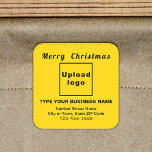 Yellow Christmas Business Square Shape Sticker<br><div class="desc">Frohe Weihnachten! Einer der bekanntesten Feiertage des Jahres. Es ist auch eine der besten Jahreszeiten für Werbung für Ihr Unternehmen. Quadrat Form Aufkleber mit Fröhlichen Weihnachtsgrüßen, Ihrem Firmennamen und anderen Informationen über Ihr Unternehmen. Sie können es als Zubehör für Ihr Produktverpackungsmaterial verwenden, um Ihren Produktnamen zu fördern. Sie können es...</div>