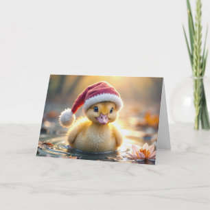 Yellow Christmas Duckling Feiertagskarte