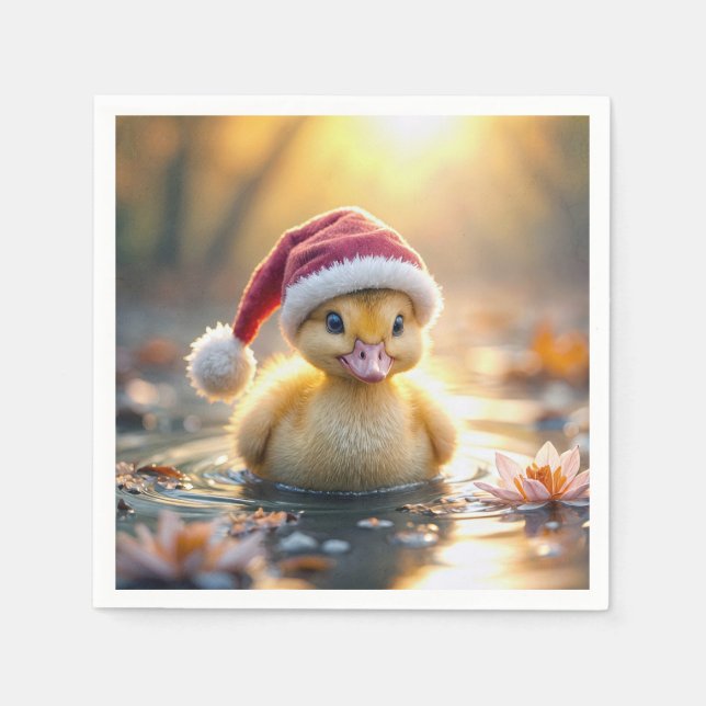 Yellow Christmas Duckling Serviette (Vorderseite)