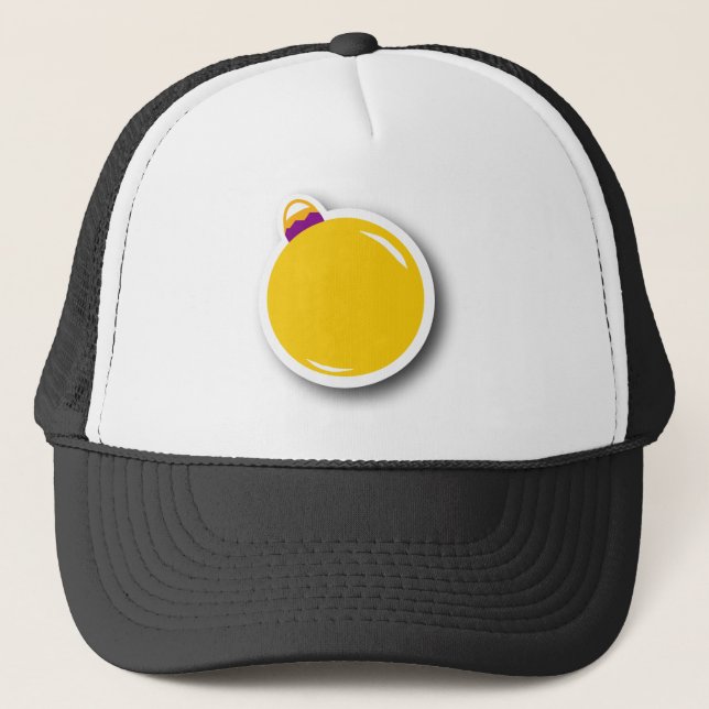 Yellow Christmas Ornament (Round) Truckerkappe (Vorderseite)