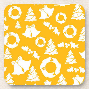 Yellow Christmas Pattern Getränkeuntersetzer