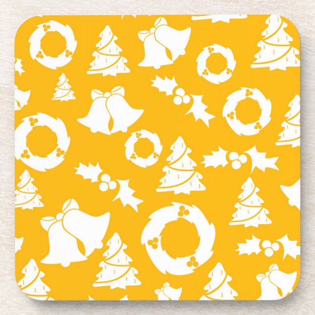 Yellow Christmas Pattern Getränkeuntersetzer (Vorderseite)