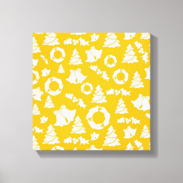 Yellow Christmas Pattern Leinwanddruck (Vorderseite)