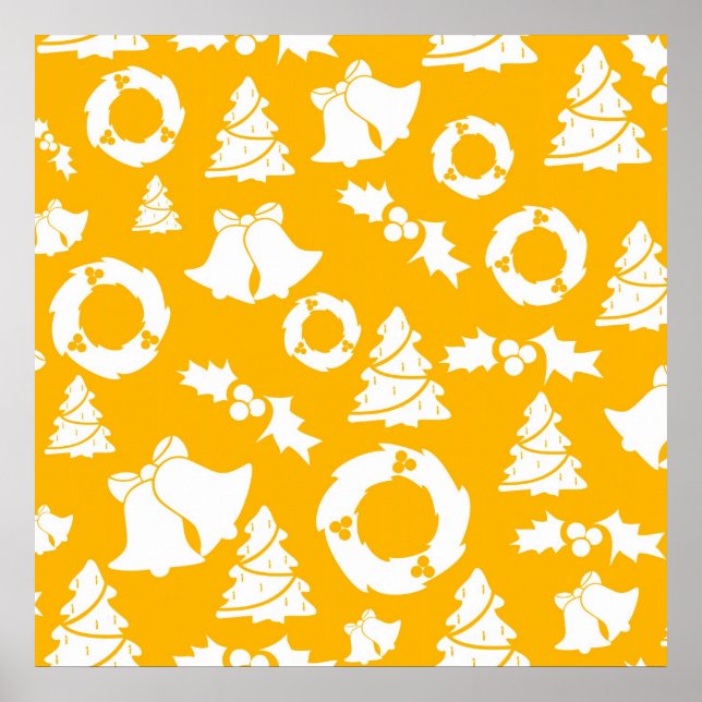 Yellow Christmas Pattern Poster (Vorne)
