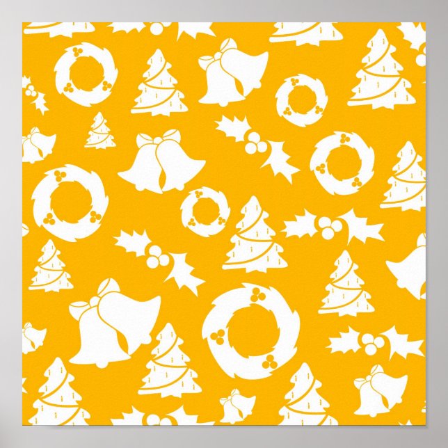 Yellow Christmas Pattern Poster (Vorne)