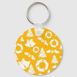 Yellow Christmas Pattern Schlüsselanhänger