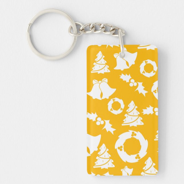 Yellow Christmas Pattern Schlüsselanhänger (Vorderseite)