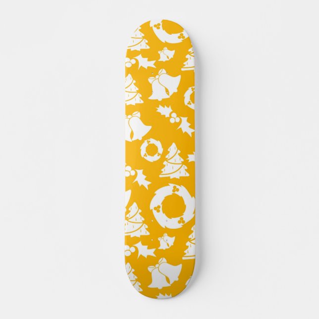 Yellow Christmas Pattern Skateboard (Vorne)