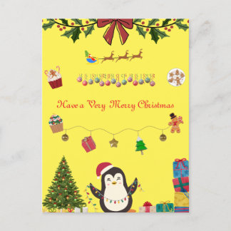 Yellow Christmas Postcard Postkarte