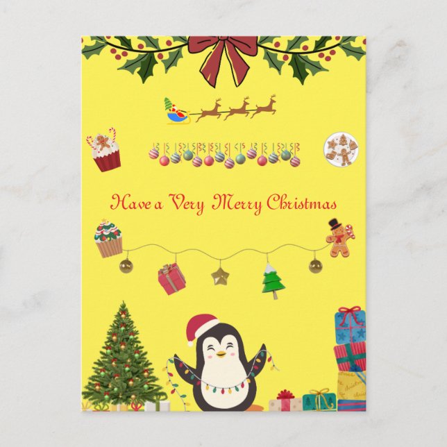 Yellow Christmas Postcard Postkarte (Vorderseite)