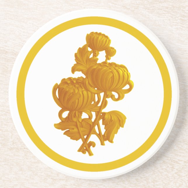 Yellow Chrysanthemum Getränkeuntersetzer (Vorne)