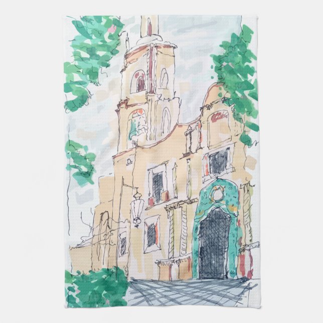 Yellow Church Geschirrtuch (Vertikal)