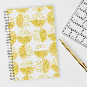 Yellow Circle Geometric Muster Spiral Notebook Notizbuch