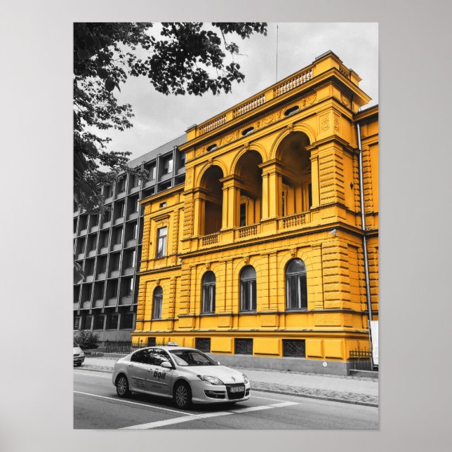 Yellow City Gebäude Minimalistisch Fotografie Poster (Vorne)