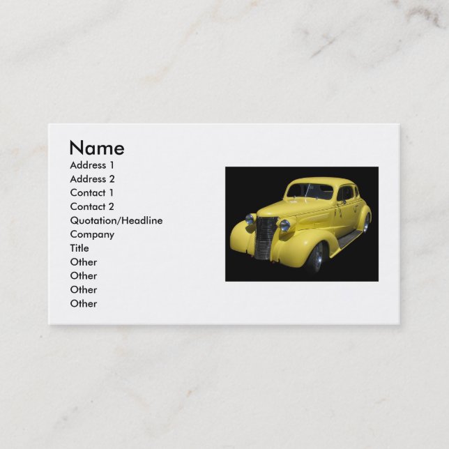 Yellow Classic Car Business Card Visitenkarte (Vorderseite)