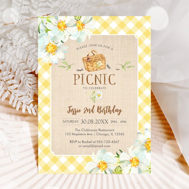 Yellow Classic Picnic Birthday Invitation (Créateur téléchargé)