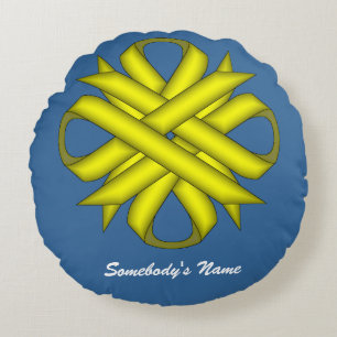 Yellow Clover Ribbon von Kenneth Yoncich Rundes Kissen