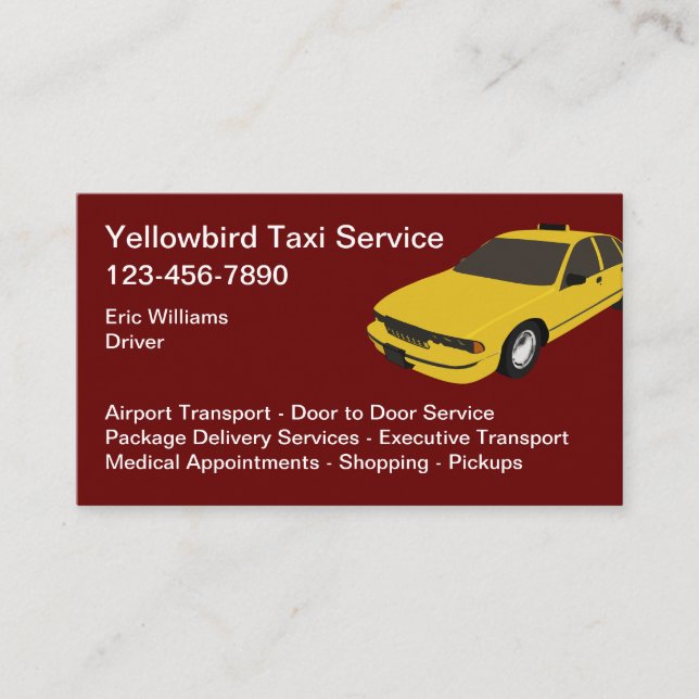 Yellow Color Taxi Service Visitenkarte (Vorderseite)