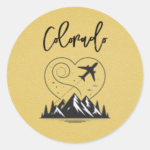 Yellow Colorado Passport Runder Aufkleber