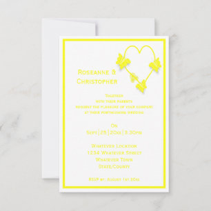 Yellow Colored Butterflies Herzdesign Wedding Einladung