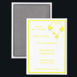 Yellow Colored Butterflies Herzdesign Wedding Magnet<br><div class="desc">Hochzeit speichern Sie den Datums-Magneten Schmetterling Herzdesign. Passen Sie diese gelbe Hochzeit an,  speichern Sie den Datums-Magneten mit Ihren Hochzeitsdetails. Wenn Sie Hilfe bei der Anpassung benötigen,  kontaktieren Sie uns über den Link auf dieser Seite. Gelbfarbener Schmetterling und Herzdesign personalisierte Hochzeit sparen den Dattelmagneten</div>
