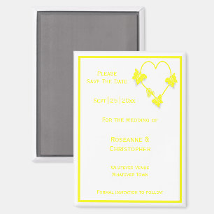 Yellow Colored Butterflies Herzdesign Wedding Magnet