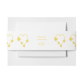 Yellow Colored Butterfly Heart Design Wedding Einladungsbanderole