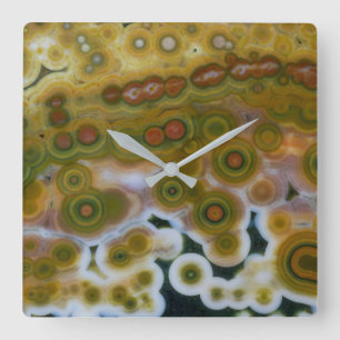 Yellow Colored Ocean Jasper Quadratische Wanduhr