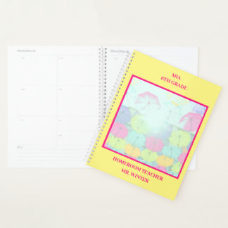 Yellow Colorful Umbrelles School Planer