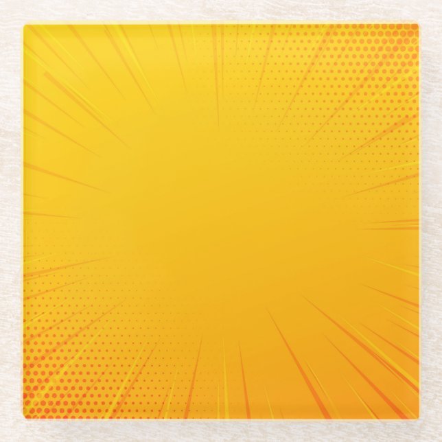 Yellow Comic Zoom Lines Untersetzer (Vorderseite)