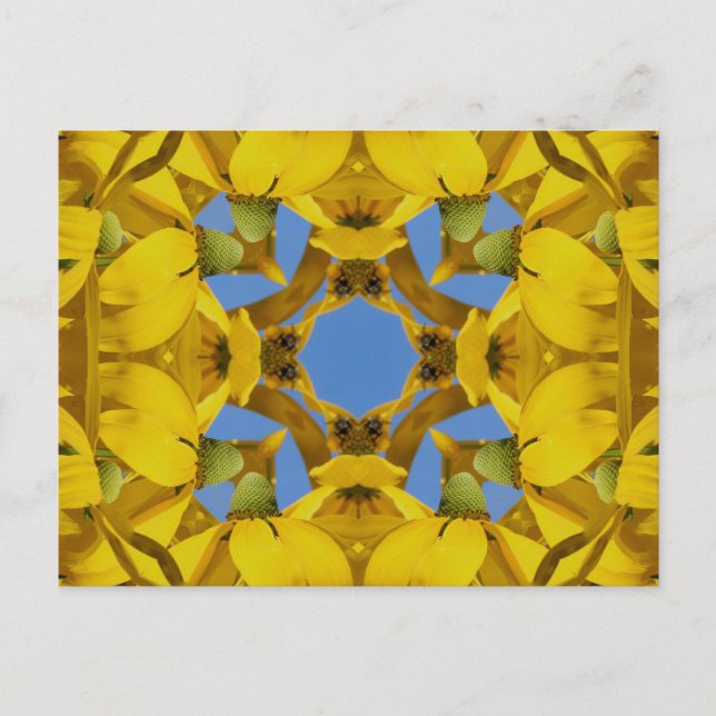 Yellow Coneflowers Kaleidoskop Blume Postcar Postkarte (Vorderseite)