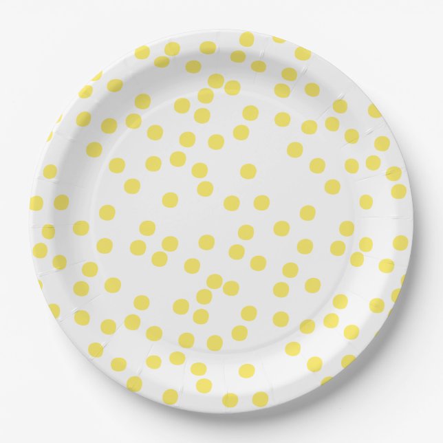 Yellow Confetti / Punkte Pappteller (Vorderseite)