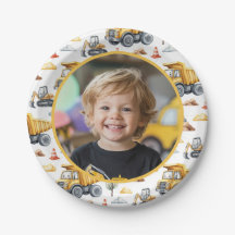Yellow Construction Trucks Birthday Photo Kids 