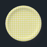 Yellow CottageCore Gingham Karo Kariert Pappteller<br><div class="desc">Moderner Picknick-Trend im Frühling mit Gingham kariertes Tartan-Muster in Gelb und Weiß.</div>