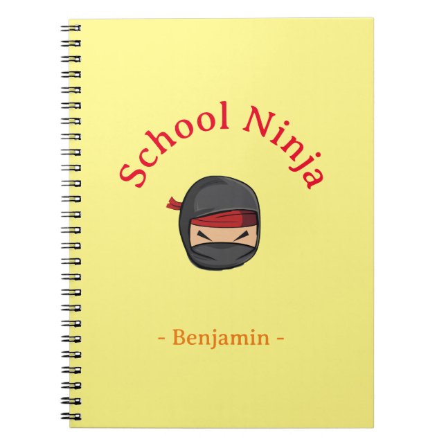 Yellow Cover personalisierte Schule Ninja Notebook Notizblock (Vorderseite)
