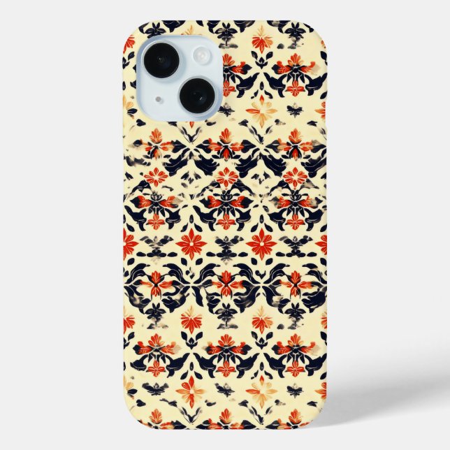 Yellow Cream Folk Muster Case-Mate iPhone Hülle (Rückseite)