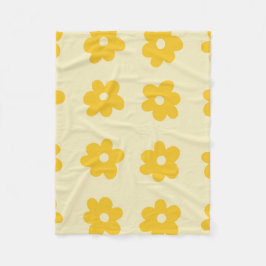 Yellow Cream Tropical Floral Botanic Summer Fleecedecke