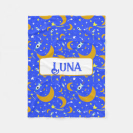 Yellow Crescent Moons schießen Star Space Rockets Fleecedecke