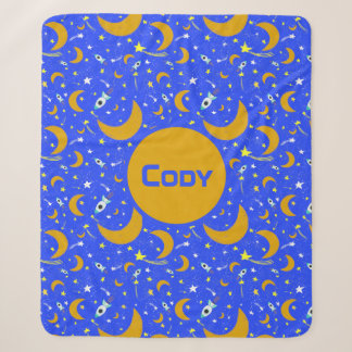 Yellow Crescent Moons schießen Star Space Rockets Sherpadecke
