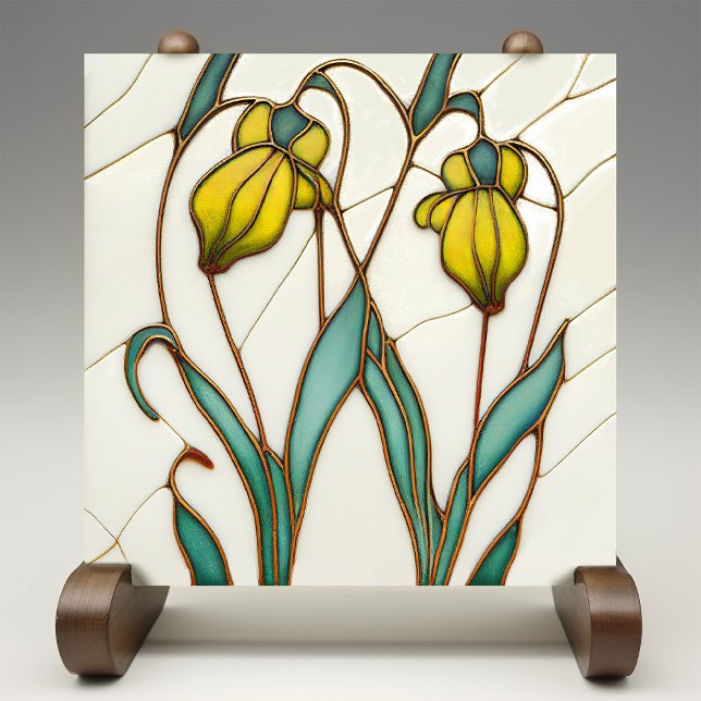 Yellow Crocus Wall Deco, Jugendstil Art Deco Fliese (Von Creator hochgeladen)