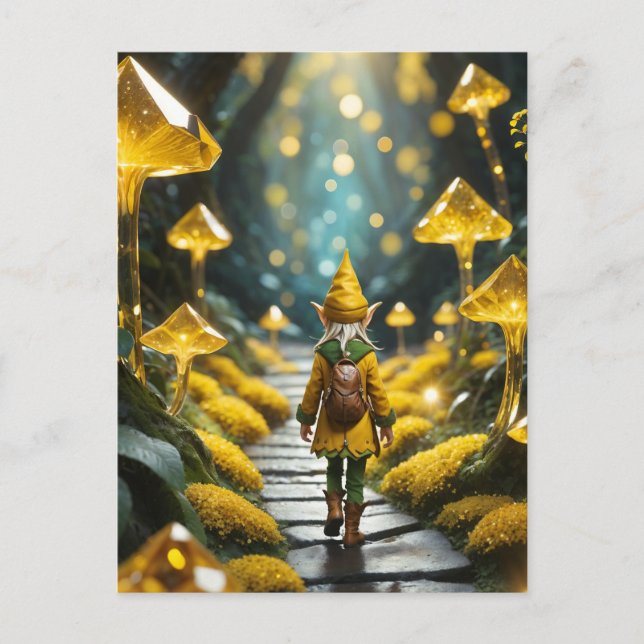 Yellow Crystal Elf Postkarte (Vorderseite)