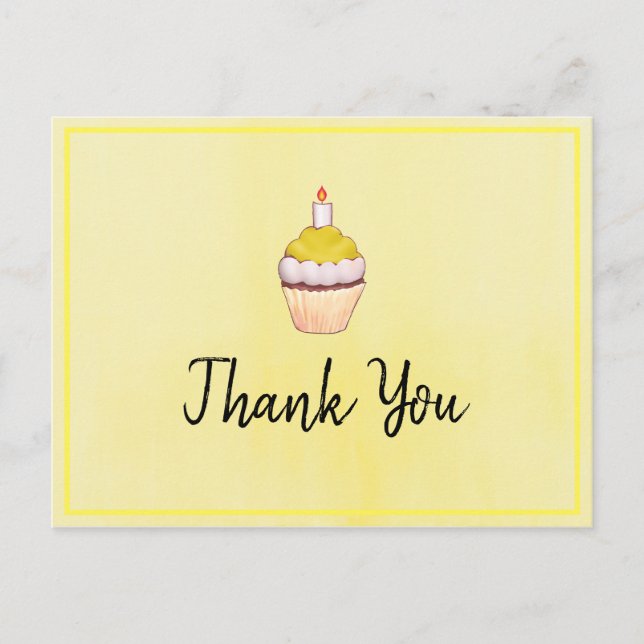 Yellow Cupcake Watercolor Danke Postkarte (Vorderseite)