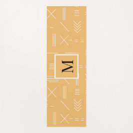 Yellow Custom Monogram Geometric Pattern Yogamatte