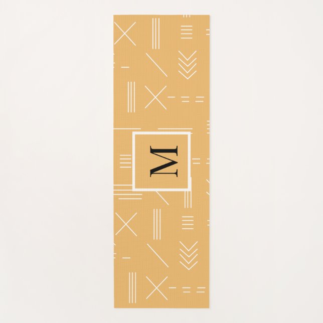Yellow Custom Monogram Geometric Pattern Yogamatte (Vorderseite)