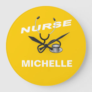 YELLOW Custom Nurname Große Wanduhr