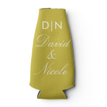 Yellow Custom Text Can Cooler Personalized Sleeve